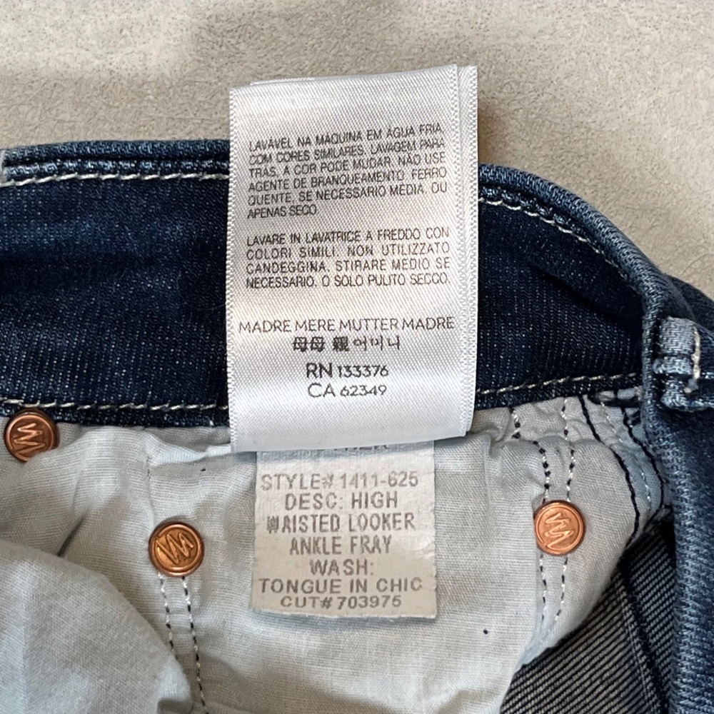 Mother Looker Ankle Fray Jeans Women's Sz 24 Tongue And Chic High Waisted Skinny - Picture 10 of 10